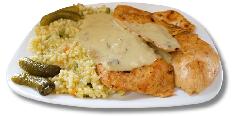 Fileti u sosu od gljiva sa rižom