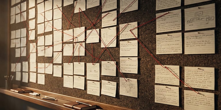 a bulletin board with notes and notes on it