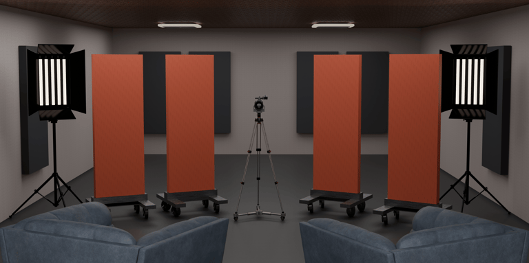 Portable wheel panels in a podcast shooting 