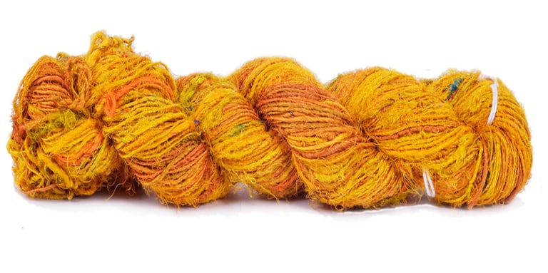 This beautiful yarn is made from reclaimed silk threads spun into a single yarn.  100g, 120+m