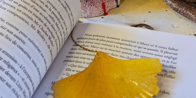 Marque page en véritable feuille de Ginko.