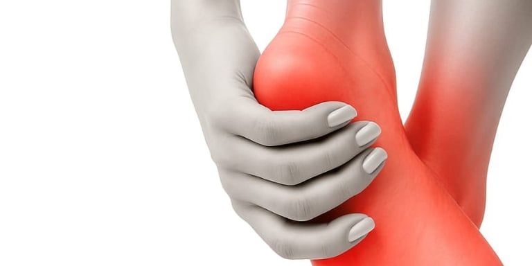 Diagram of Achilles tendon insertion causing back heel pain.