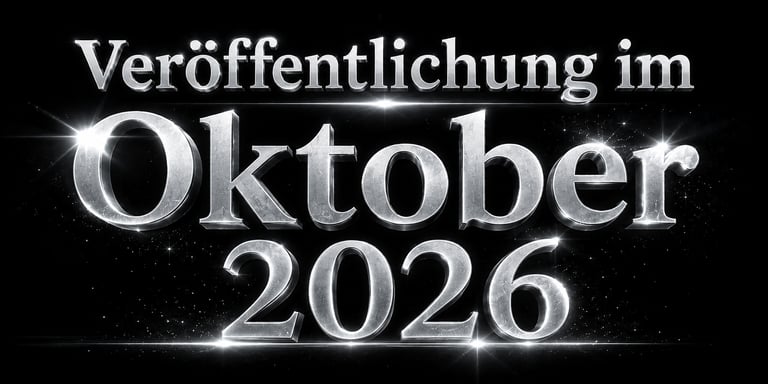 Silver metallic German text Veröffentlichung im Oktober 2026 for a movie or game release date.