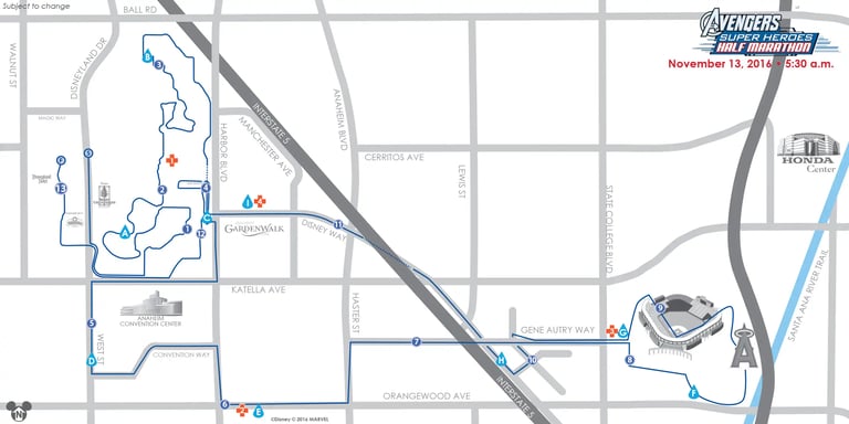 2016 runDisney Avengers Half Marathon Course Map
