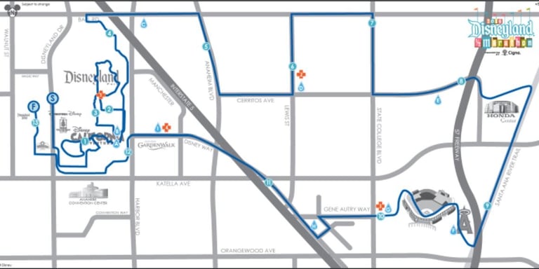 2016 runDisney Disneyland Half Marathon Course Map