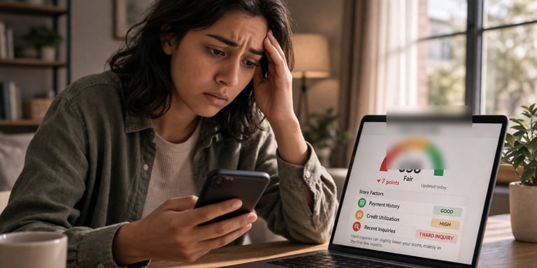 Comparison chart explaining the difference between hard inquiries and soft inquiries on credit repor