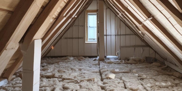 Picture of a loft space being insulated with eco-friendly materials