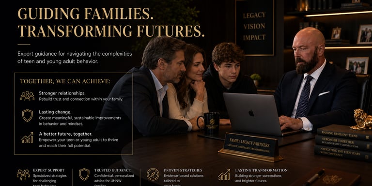 damon with a family and their teen boy
