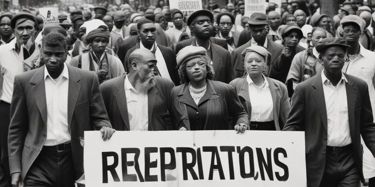 a group of people walking down a street