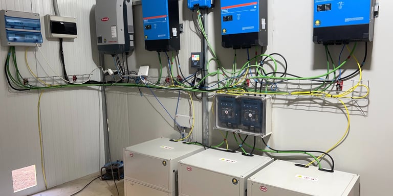 victron, byd, fronius electrical equipment in a room