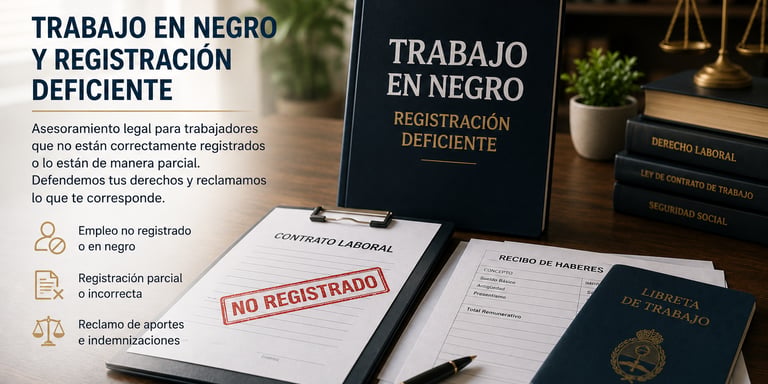 Asesoramiento legal en Córdoba por trabajo en negro y registración laboral deficiente
