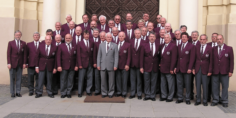 Male Voice Choir after a performance with Gwyn Arch