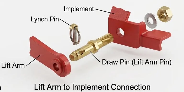 Linkage part lift arm to implement connection