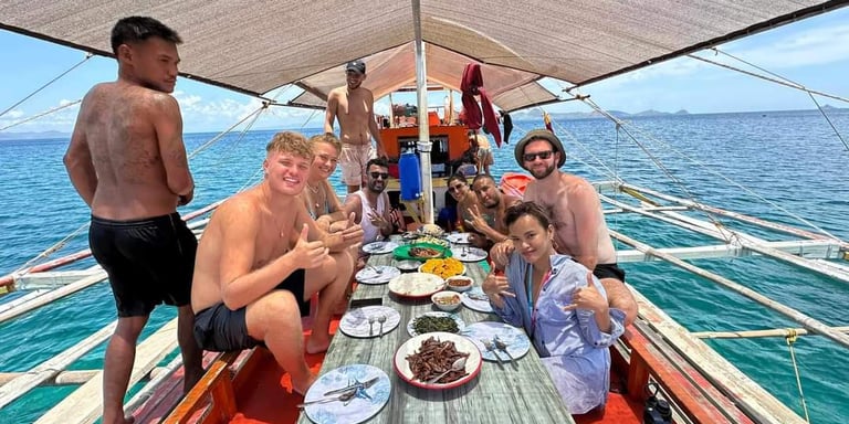 All-inclusive El Nido to Coron adventure – camping, snorkeling, and local meals fresh catch seafood