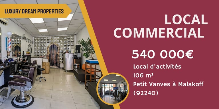 local commercial à vendre Malakoff