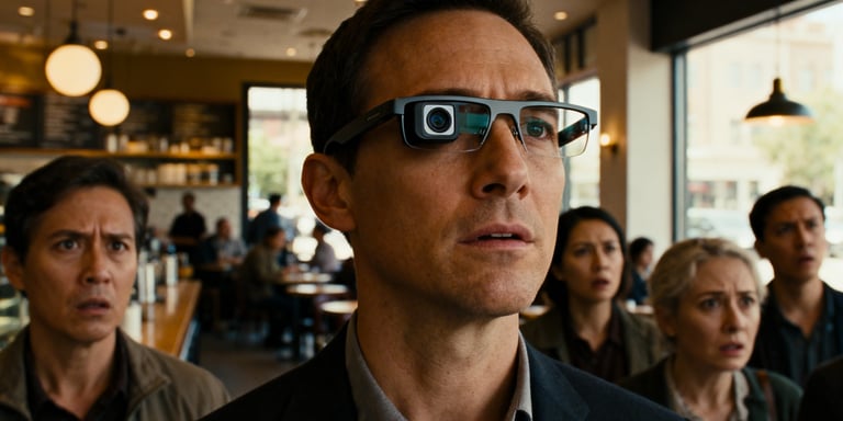 Tecnologia e inovação. Óculos com câmera e ia