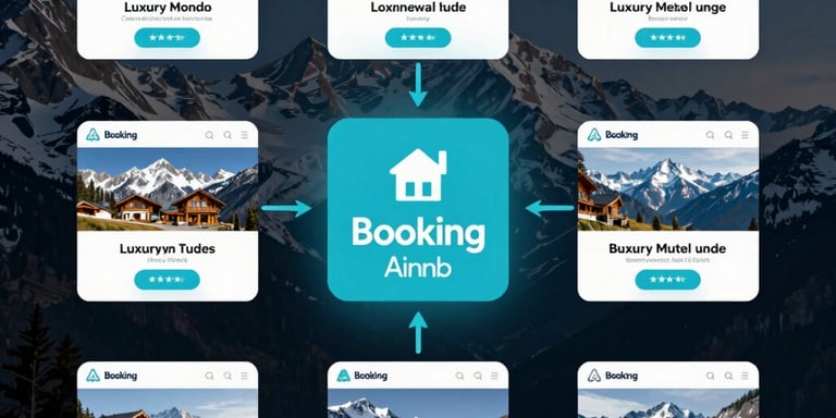 A cozy cabin by a serene lake in Patagonia, with a smartphone showing automated WhatsApp CRM messages.