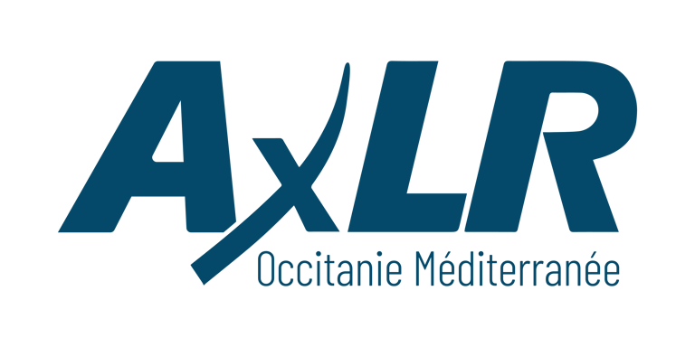 AXLR Occitanie Méditerranée blue text logo for technology transfer and innovation acceleration.