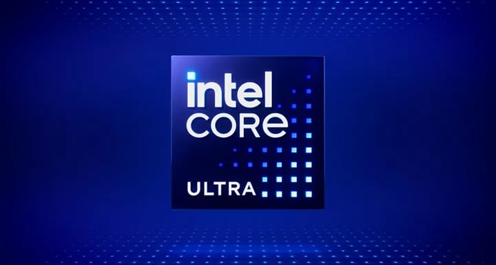 muestra un cuadrado con la marca intel core ultra y el fondo es azulado