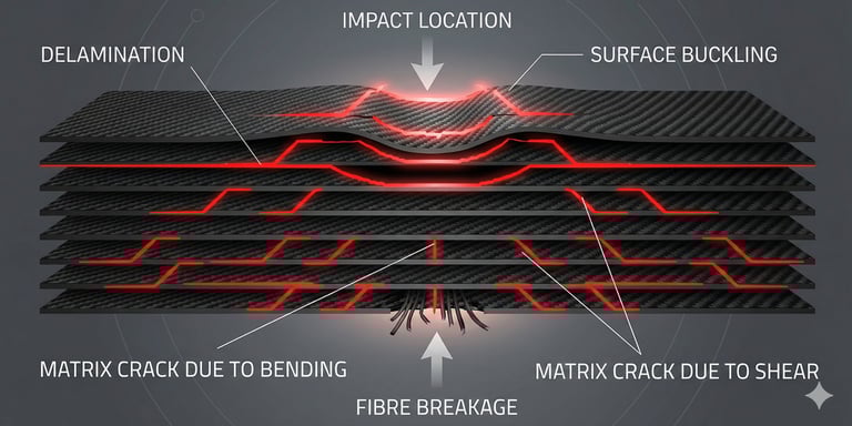 Schematic of internal damage to composites