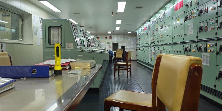 Engine control room of a ship