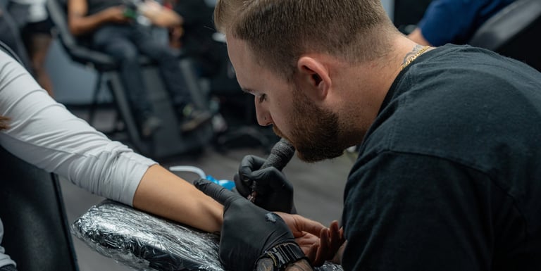 Soft floral fine line tattoo near Highland Village TX