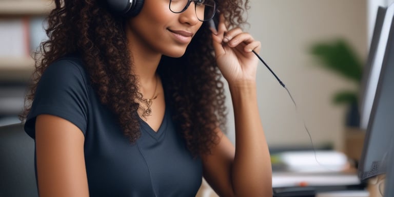 Close-up of hands using communication tools during a telehealth speech therapy session.