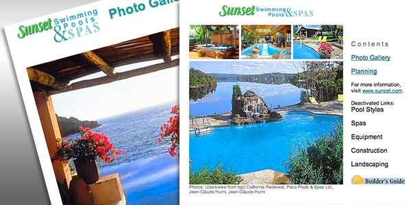 Sunset Pools & Spas Webpages