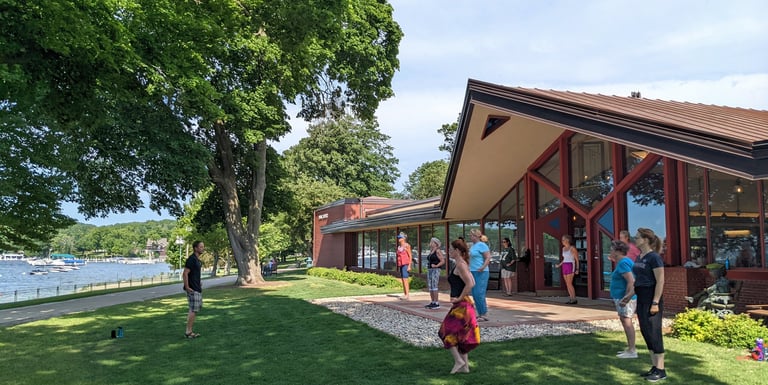 Tai Chi with Johnny outdoors at the Lake Geneva Public Library