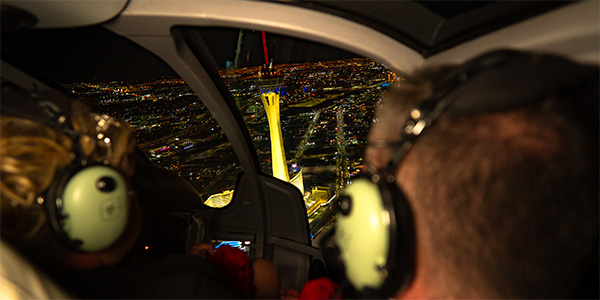 in a helicopter over the las vegas strip