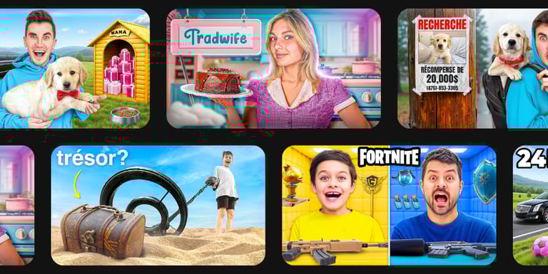 une image des différentes miniatures des vidéos réalisées et montées par Prince Studio