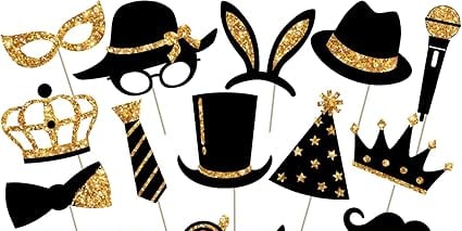 a party photo booth props for a new year's eve or a wedding day