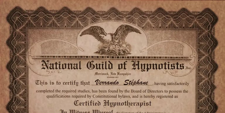 diplome certification d'hypnose NGH de stephane verrando