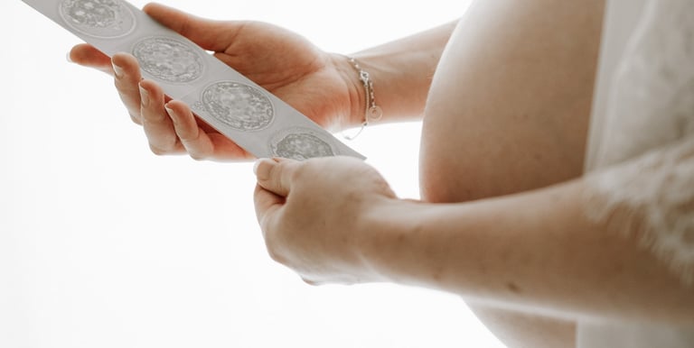 Studio maternity close-up showing baby bump & IVF photos – maternity photography Adelaide