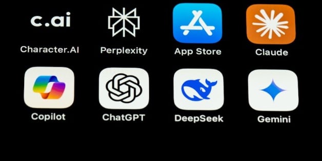 AI tools icons on a black screen