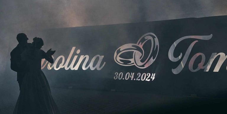 baner weselny z imionami nowożeńców