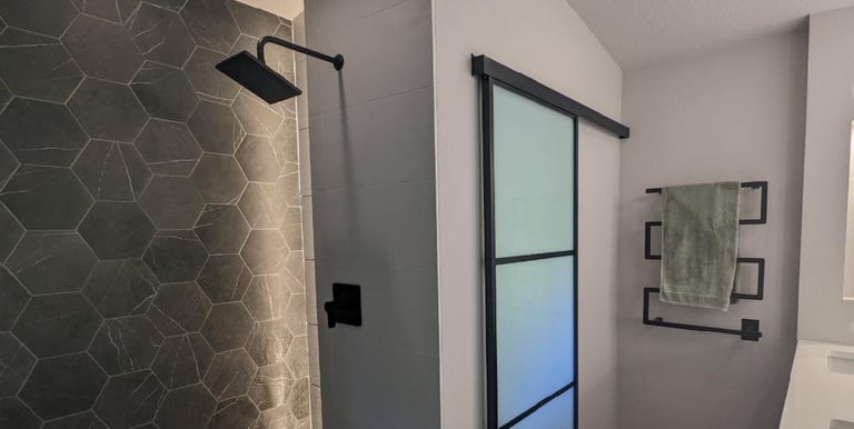 Luxurious modern bathroom with walk in shower