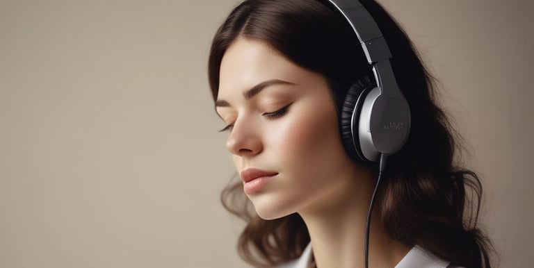 a woman with headphones and a headset