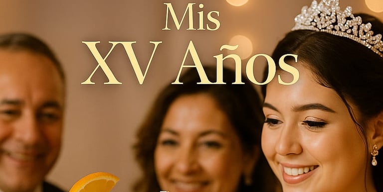 quinceañera festejando con su familia y amigos feliz por su fiesta coreografías chambelanes