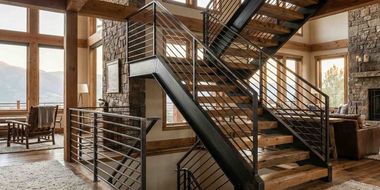Custom welded staircase and railing