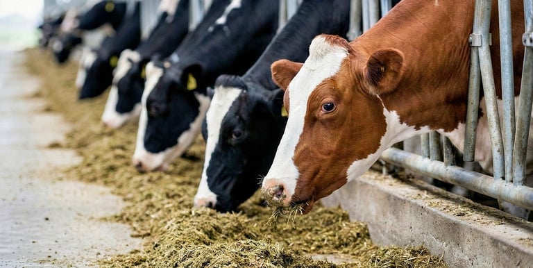 Dairy cows eating straights from Straights Direct