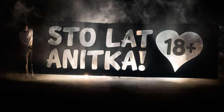 baner na osiemnastkę fajerwerki z napisem sto lat