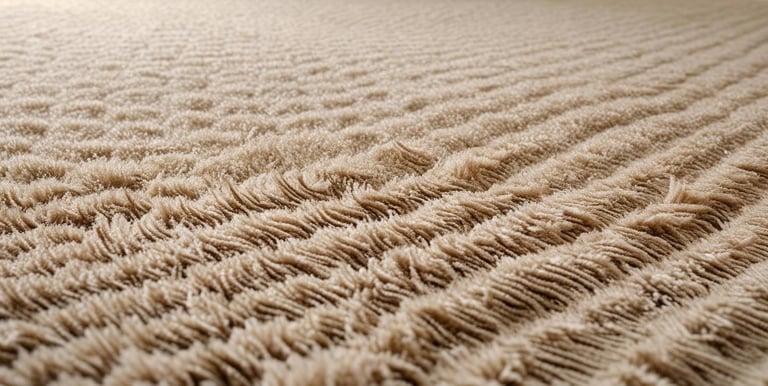 Close-up of plush beige carpet flooring with soft texture.