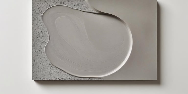 Display of different bathroom wall finishes including marble, tile, and microcement.