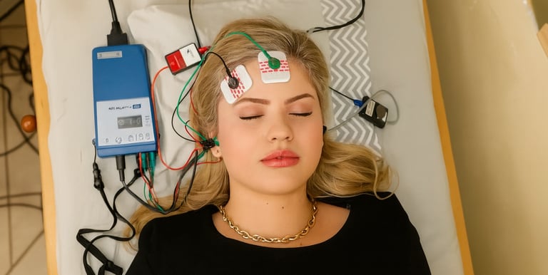 Menina dormindo fazendo o exame BERA / PEATE