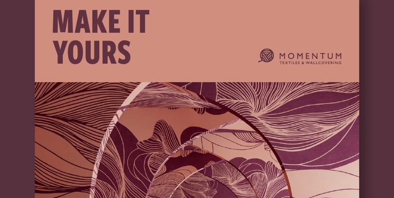 Modern interior with purple floral pattern Momentum Digital Creations Wallcovering and arched entryways.