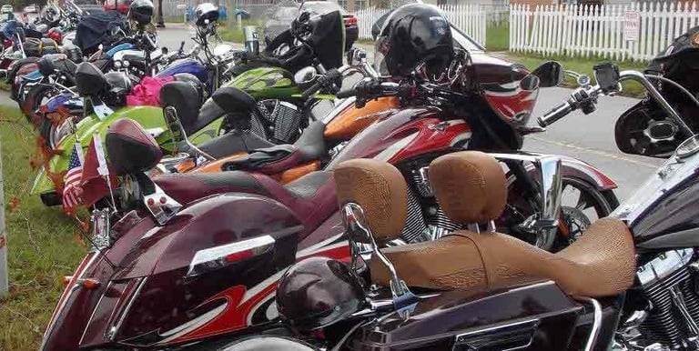 Sickle Cell Disease Association of EscaRosa: image of a row of motorcycles.