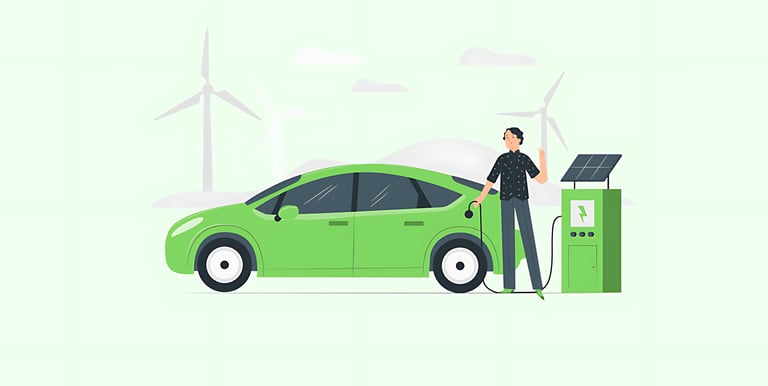 Illustration of EV getting charged