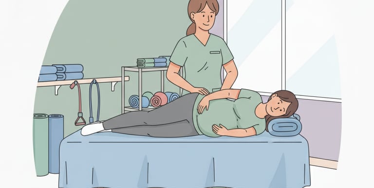 Fisioterapeuta en Albacete atendiendo a embarazada en Clínica Ikaika Salud