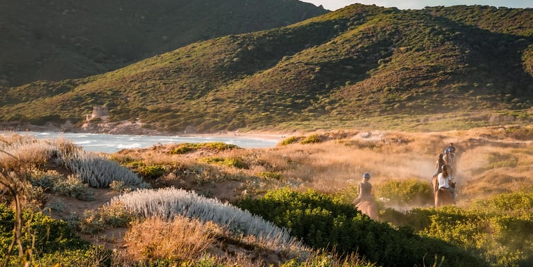 Horseback riding along the beach of Porto Ferro, Sardinia